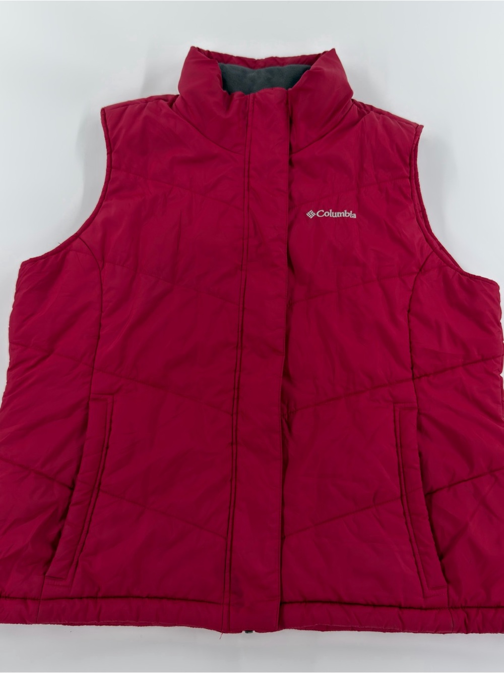 0237 Columbia Red Quilted Fleece-Lined Women’s XL Vest